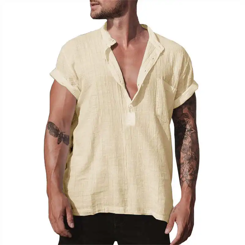 

Loose Stand Collar ort Sve irt Men's Comfortable Breathable Cotton Ice Sensation Sun Protection Treaent Ultra ort ...