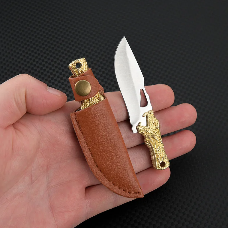 Portable Brass Knife Sharp Mini Kitchen Knife Gift Keychain Hanger Disassembly and Delivery Outdoor EDC Portable Camping Tools