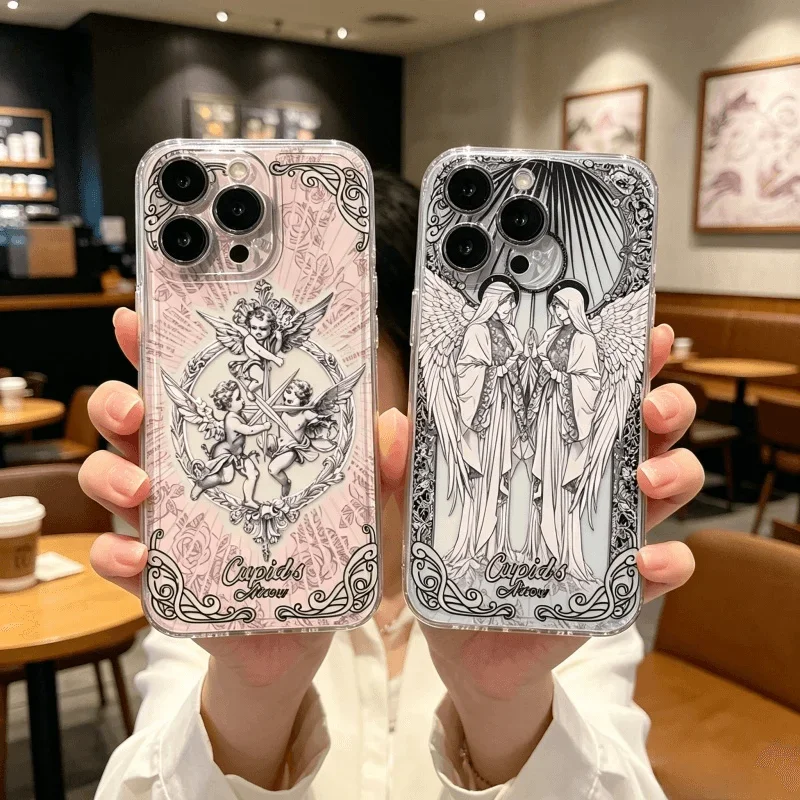 Middle Ages Retro Cupid Angel Case For Samsung Galaxy S26Edge S25 S24 S26 Ultra Plus S23 S20 FE Soft Silicone Transparent Cover