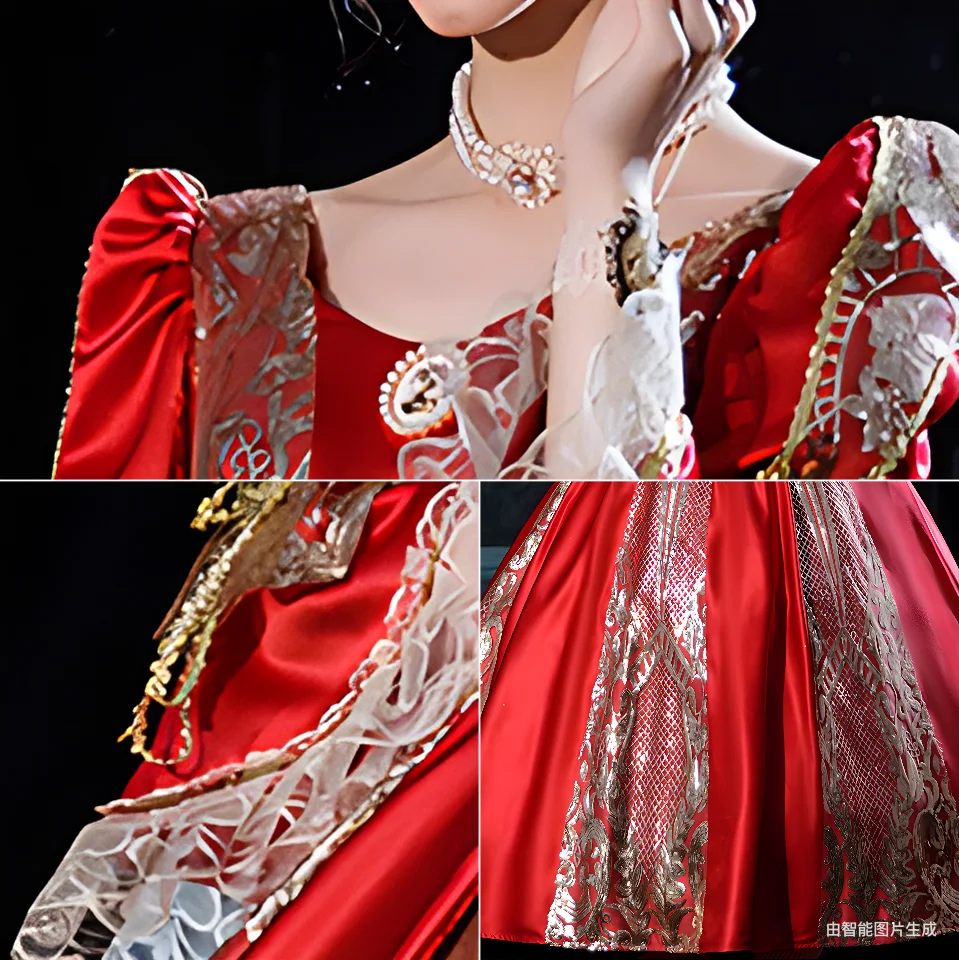 프랑스 코트 드레스 가장 무도회 패션쇼 연례 회의 호스트 스팽글 공주 의상 Vestidos De Noche Elegantes Dress Festa Luxo