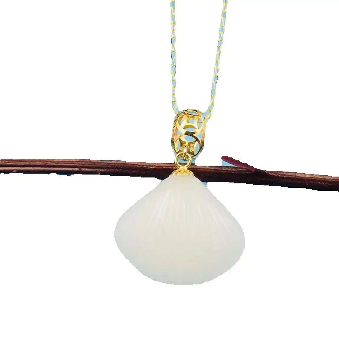 

SHILOVEM 18k желтое золото натуральная белая яшма кулоны классические изысканные ювелирные изделия для женщин Свадьба без ожерелья оптом новый yzz151801hby