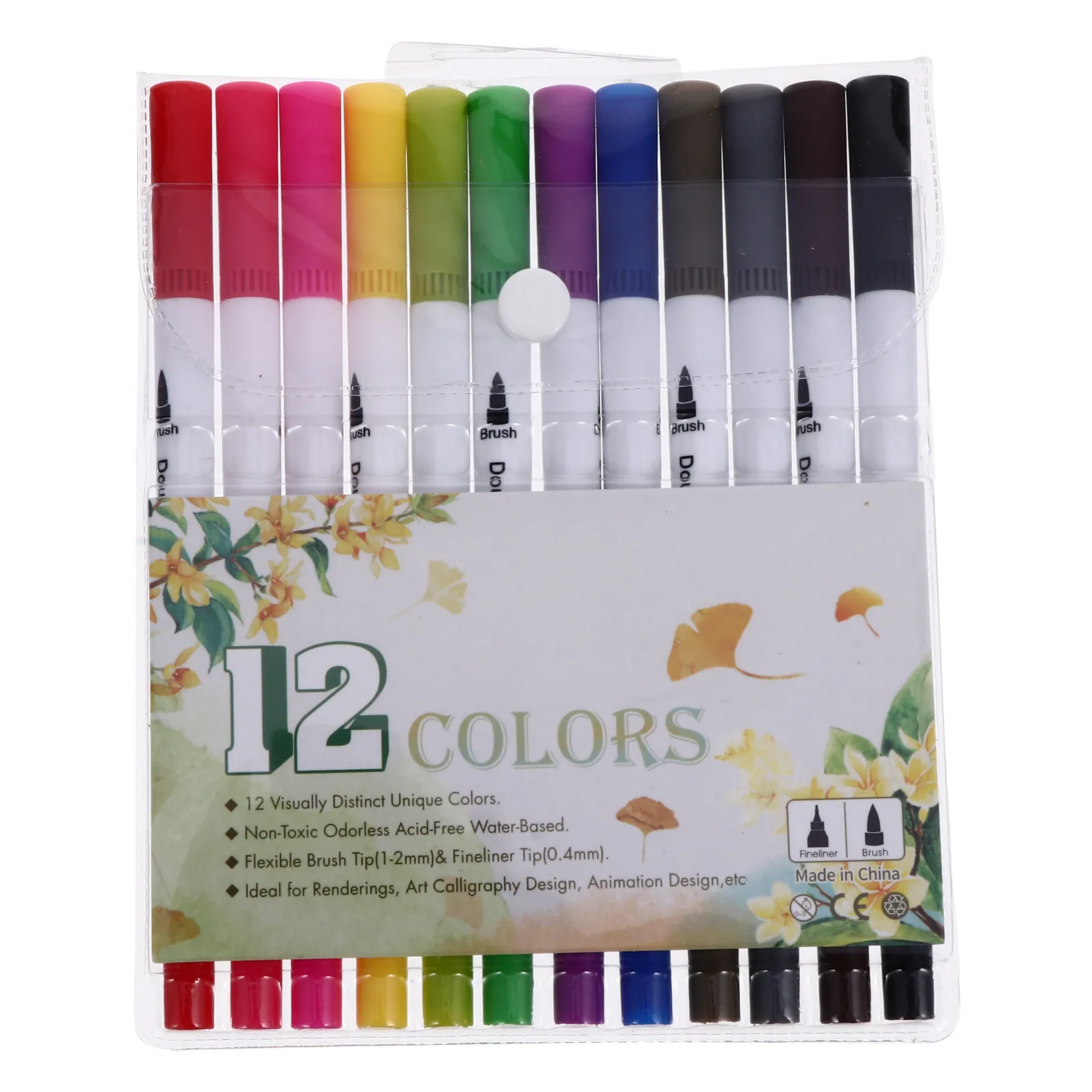 

Mark Pen Set 12 Colors Double Head Water-Based Art Marker Pens For Drawing Painting Coloring Sketching Graffiti