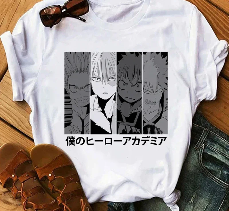 Japanese Anime My Hero Academia Graphic Print T Shirt Fashion Casual Crew Neck Short Sleeve Plus Size T Shirt Women