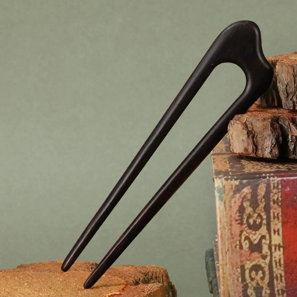 أغطية الرأس على شكل حرف U أعواد الشعر الخشبية وشوك الشعر الكلاسيكية الرائعة المصنوعة يدويًا على شكل ذيل حصان أداة تصفيف الشعر