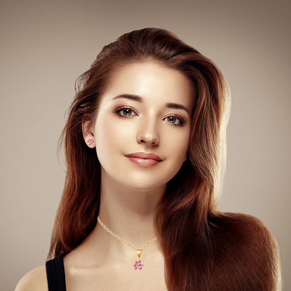

1 set Cat Footprint Zircon Rings Set Necklace Earrings Bracelet Ring Alloy Zircon Women Lightweight Durable Gift