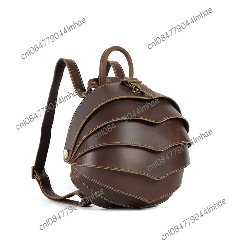 Personalized Beetle Shape Backpack First Layer Cowhide Leather Backpack Fashion Men Multifunctional Bag