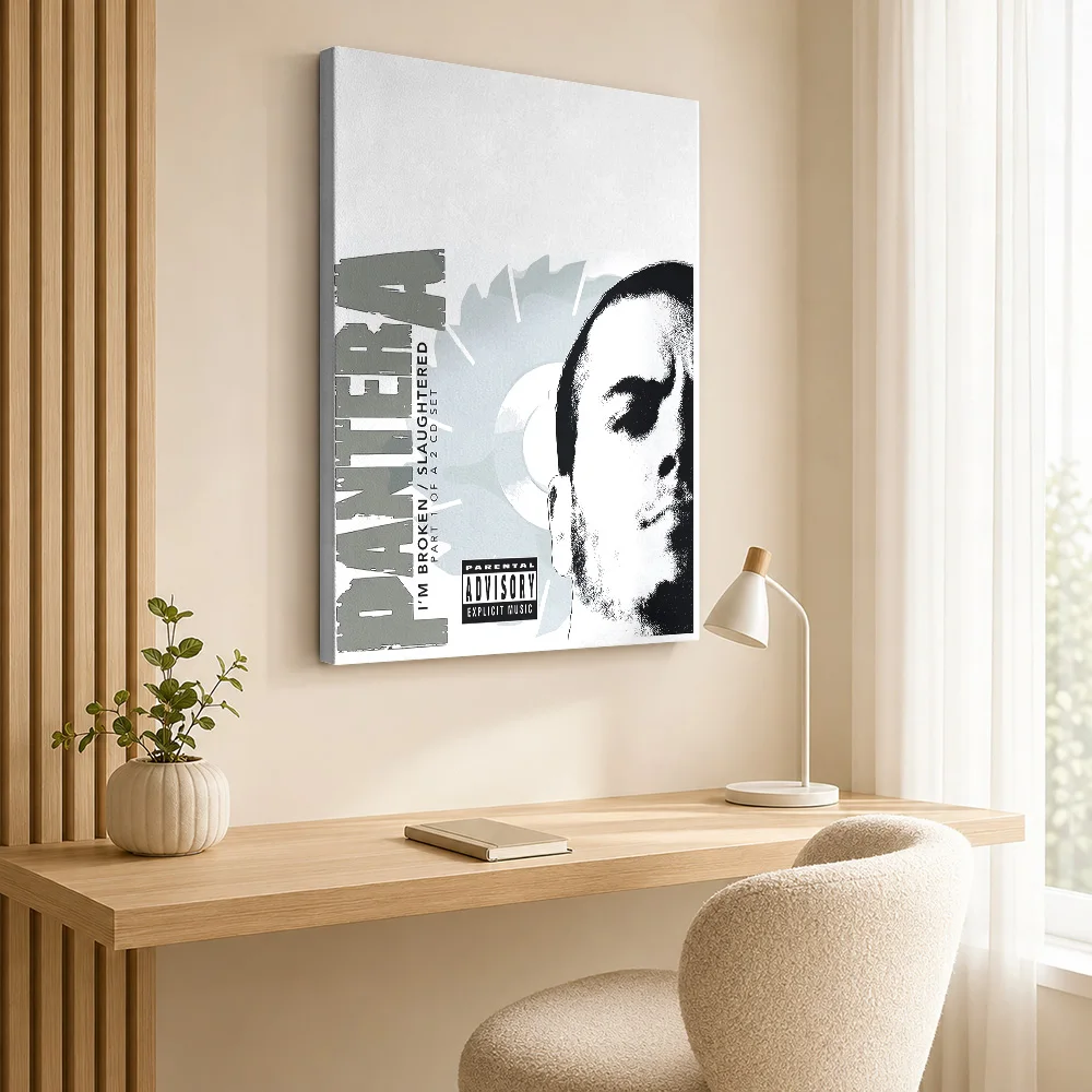 Pantera Slaughtered Face Detail Canvas Poster Personalized Photo Detailed Illustration Wall Art For Record Shop Listening Area