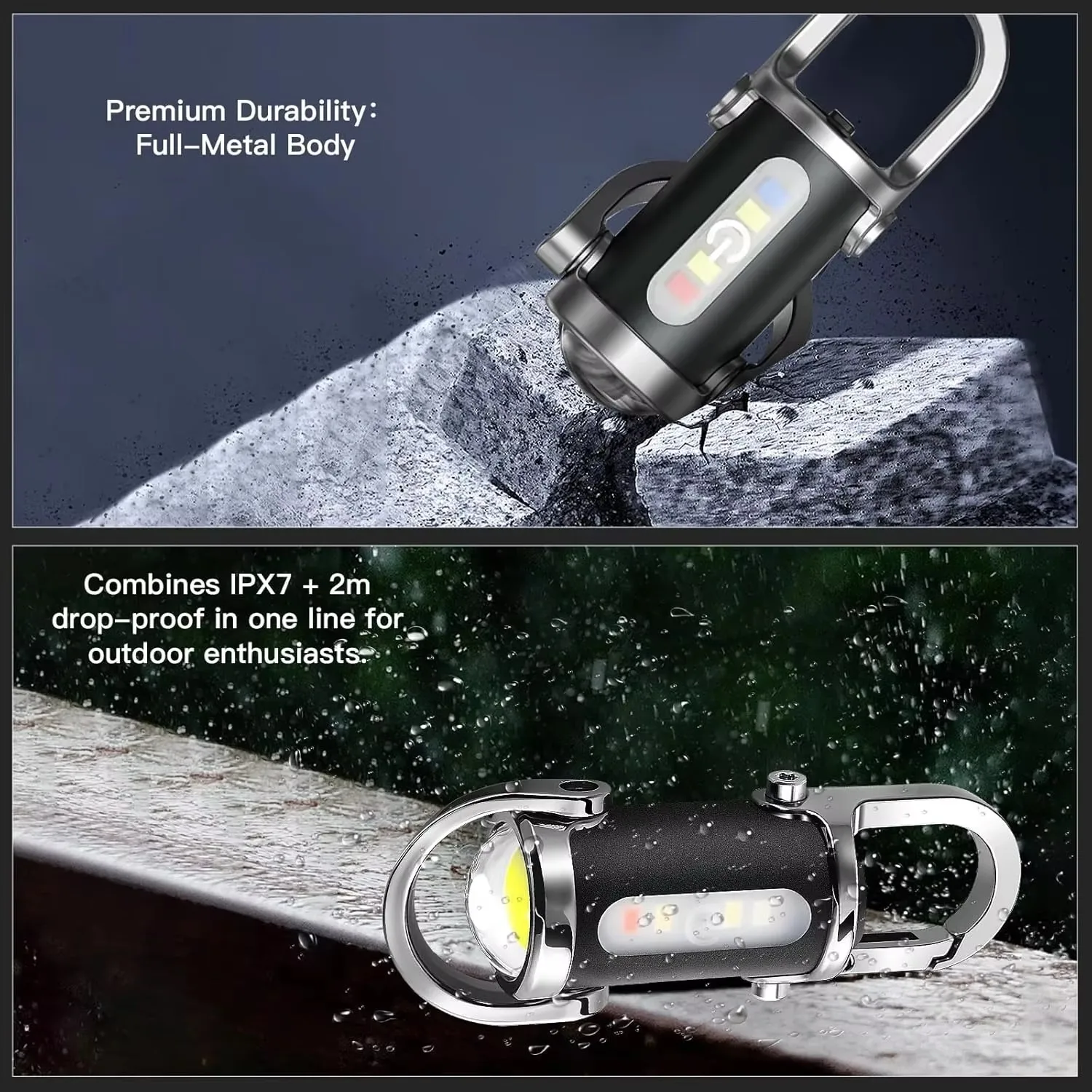 Powerful Cob Led Flashlight Keychain USB Rechargeable Portable Flashlight 1000 Lumens Waterproof Keychain Camping Hiking Pocket Light