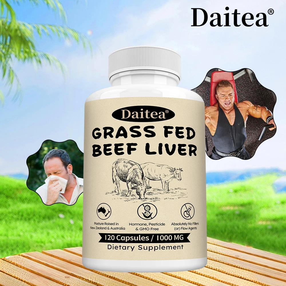 Grass-Fed Beef Liver Capsules, Freeze-Dried Beef Liver Supplement, Support Energy, Heart, Brain, Liver, Joint & Immune Health