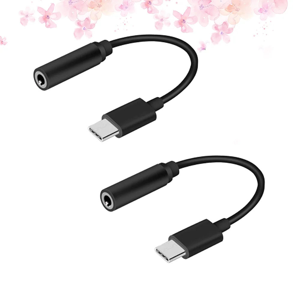 2 ชิ้นอะแดปเตอร์หูฟัง USB-C ชาย 35 แจ็คหญิง Type-C 35 มิลลิเมตรสายหูฟัง AUX