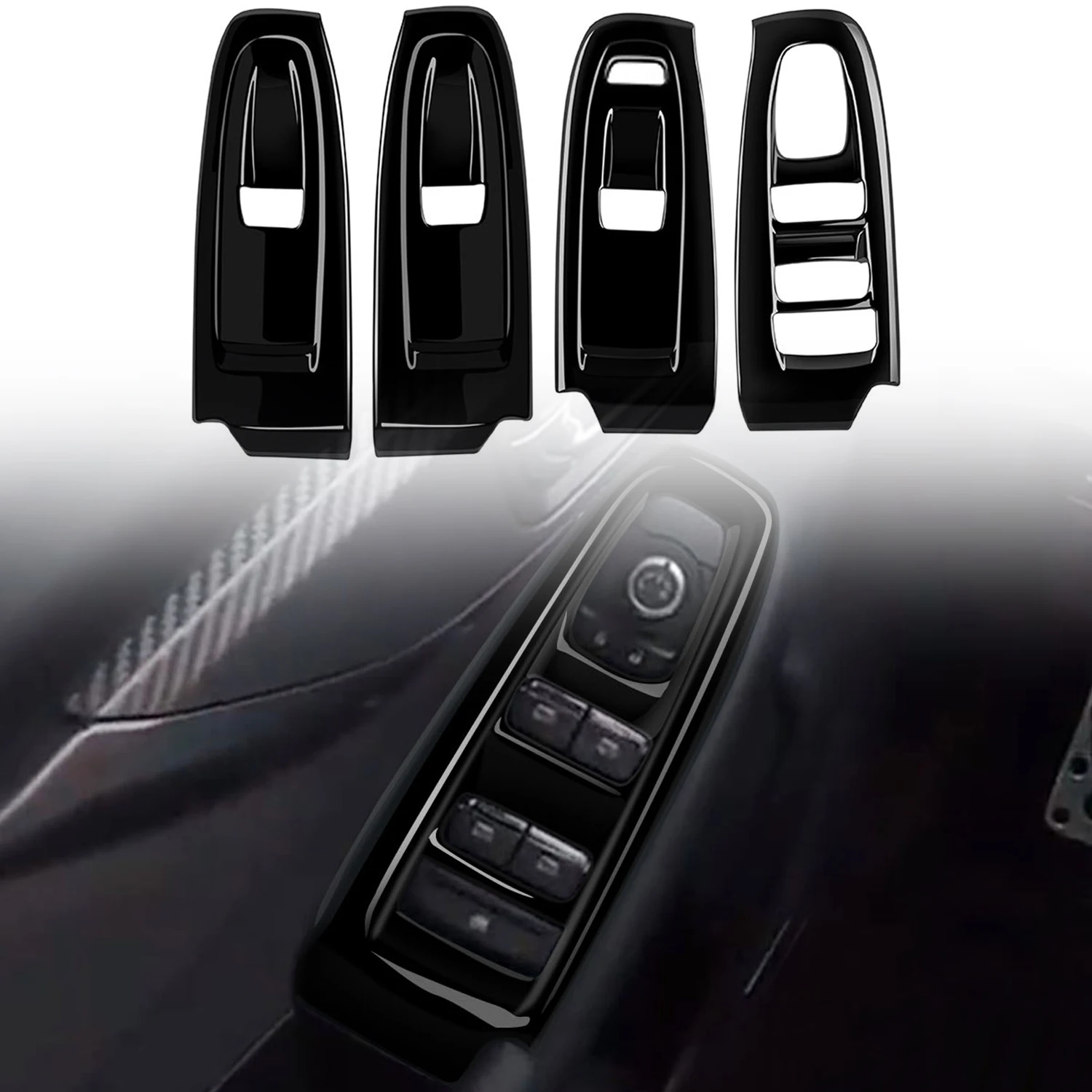 

For Subaru WRX VB 2022-2024 Glossy Black Inner Window Lift Switch Control Button Cover Decor Trim ABS Accessories 4pcs