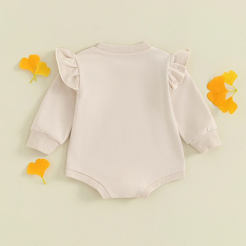 Newborn Infant Baby Girl Bubble Romper Little Sister Ruffle Long Sleeve Bodysuit Crewneck Sweatshirt  Cute Fall Clothes