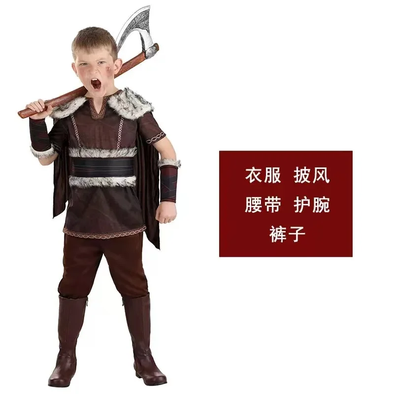 Costume de cosplay nordique Viking Kokor pour enfants, fête d'Halloween, spectacle sur scène, rassemblement, garçon