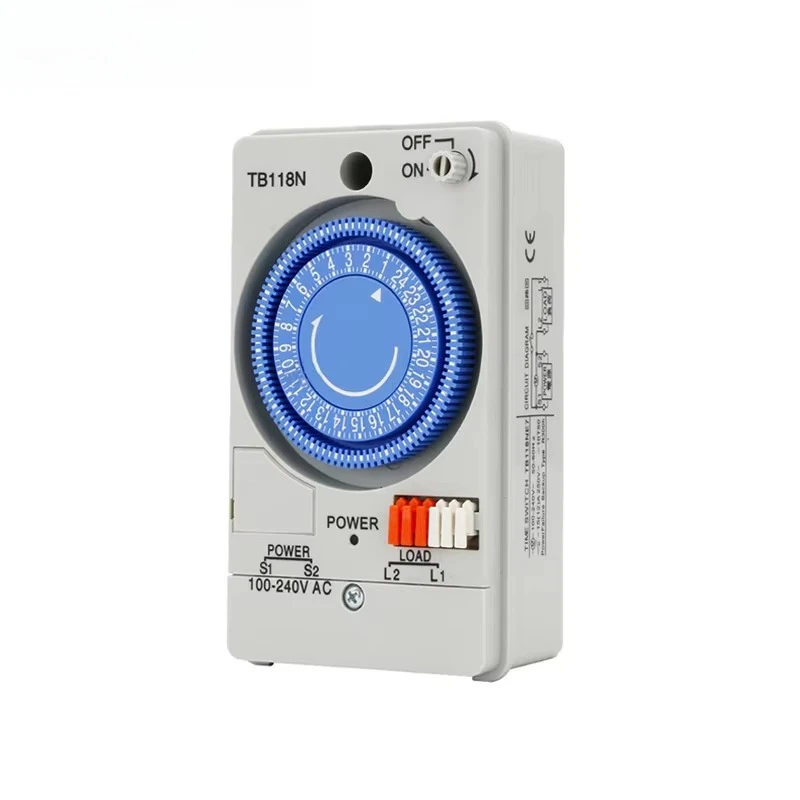 TB118N 24 Hours Mechanical Time Switch Relay Timer 220VAC Quartz Motor Type Power Outage Memory
