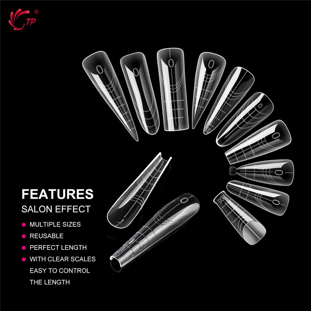 TP 168 قطعة مسمار أشكال مزدوجة غطاء كامل بناء سريع هلام قوالب مجموعات الاكريليك قابلة لإعادة الاستخدام وصلات لإطالة الأظافر نظام مانيكير أدوات 12 أنواع