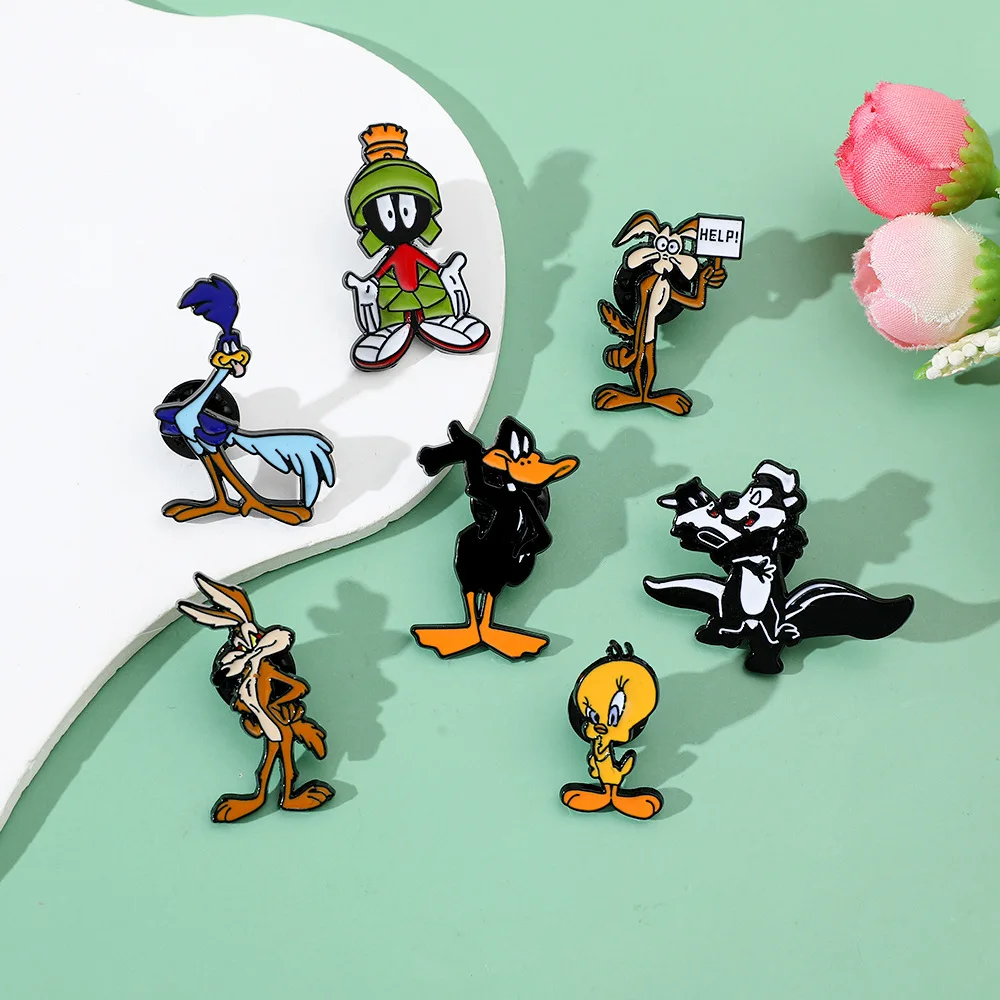 Cartoon Duck Rabbit Enamel Pins for Backpack Bag Clothes Hat Classic Figure Creative Badges Birthday Party Decor Favors Gifts