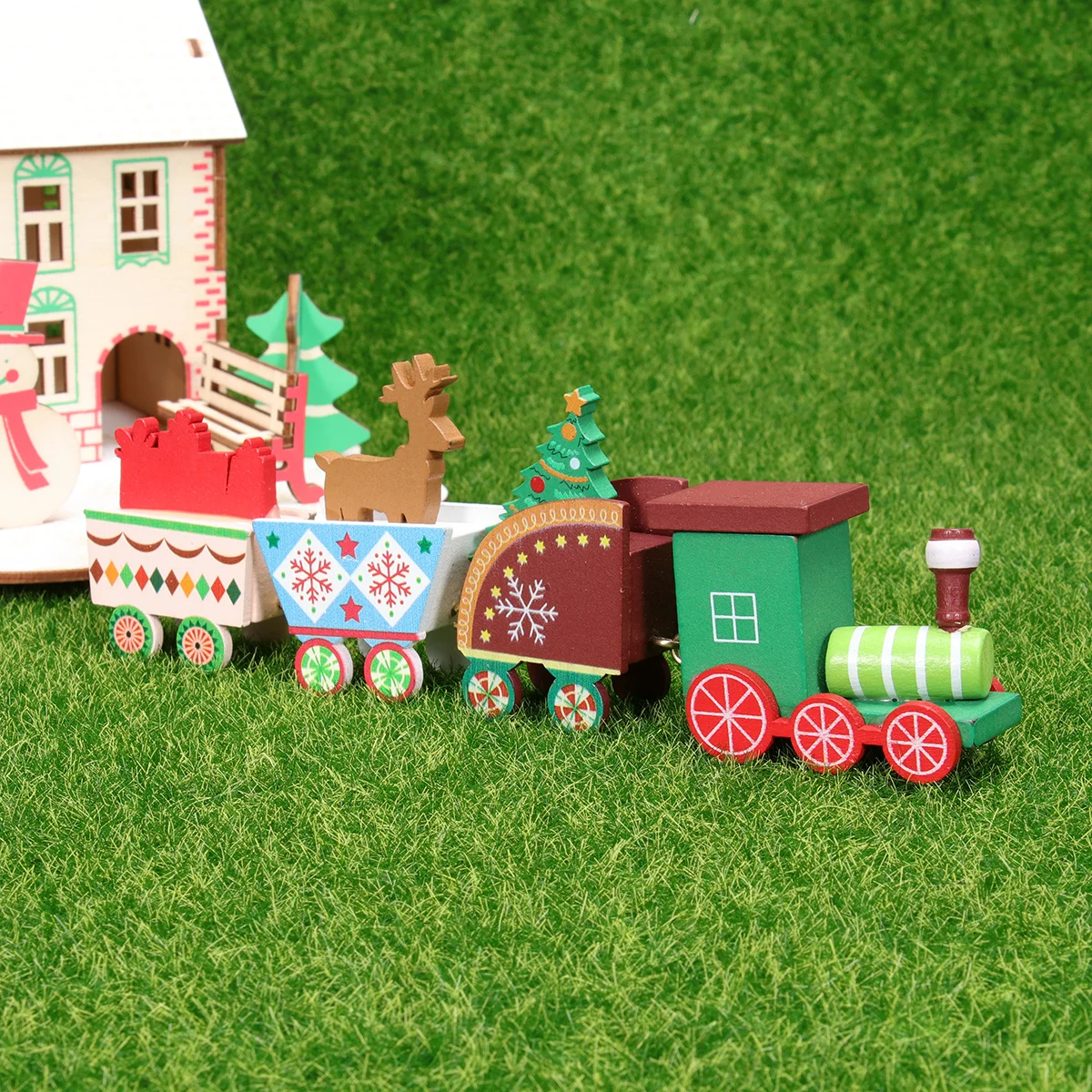 Kerst Kleurrijke Treintje Elegante Desktop Ornament Creatieve Kerst Thema Decoratie voor Feestkamer Display