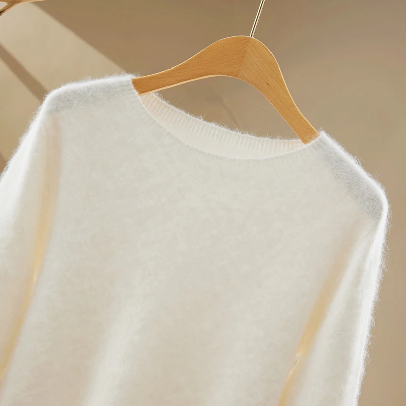 

Длинный плюшевый пуловер с круглым вырезом, женский свитер из 100% мериносовой шерсти, толстый теплый кашемировый свитер, осенне-зимняя женская одежда