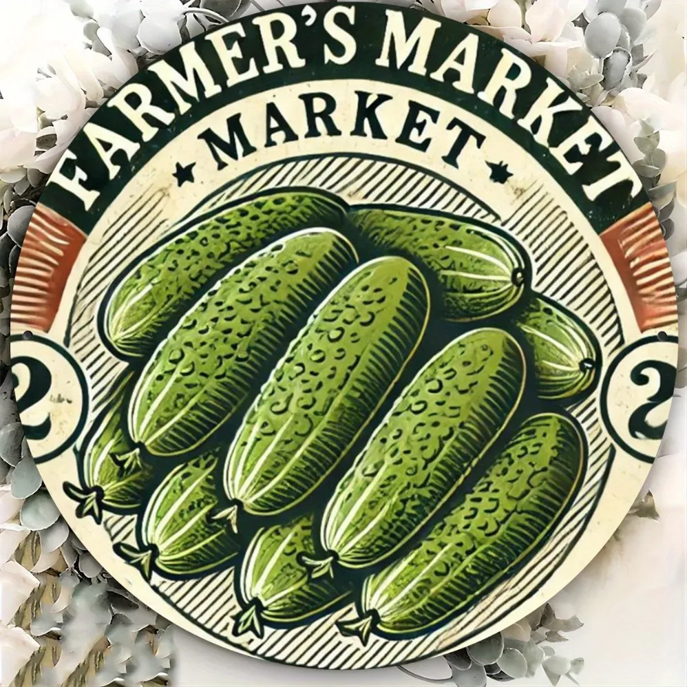 

Vintage Fresh Cucumber Metal Tin Sign - Ideal for Home, Kitchen, Farmhouse Decor & Healthy Eating Enthusiasts
