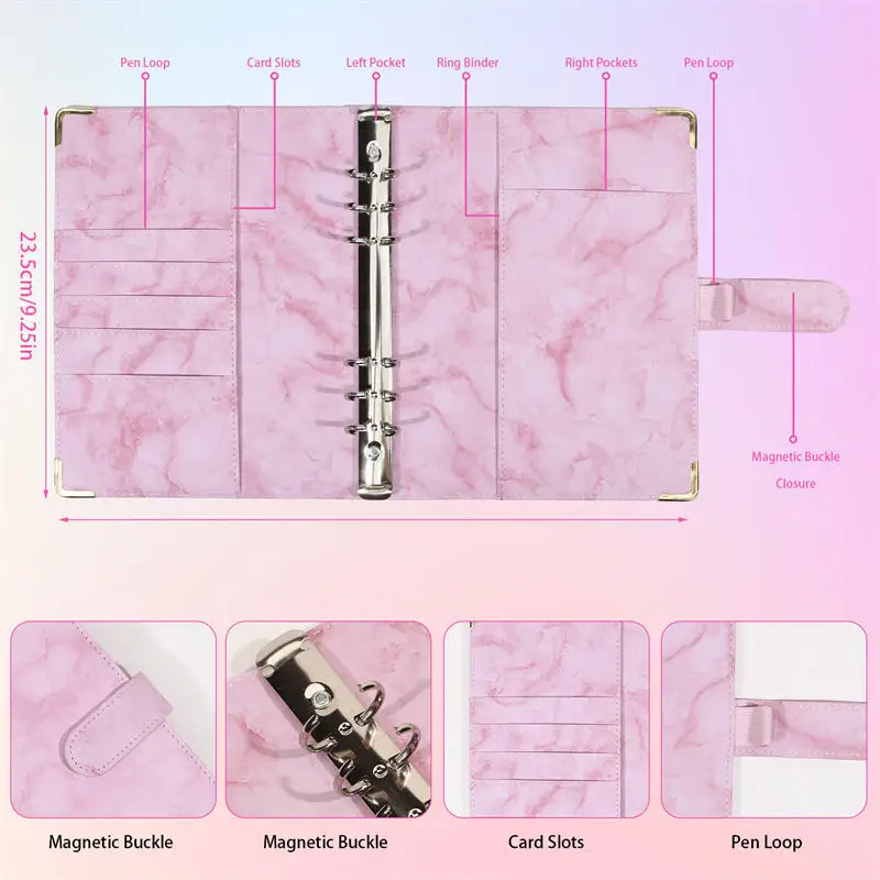 1 قطعة A5 مجلد بطاقات أوراق فضفاضة ألبوم صور تخزين محمول صور Kpop 6 ثقوب الموثق للإدارة المالية قدرة عالية #3