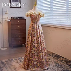 Dubai Exquisite Off Shoulder Prom Dress Floral Sequin A Line Wedding Party Dresses vestidos para eventos especiales Floor Length