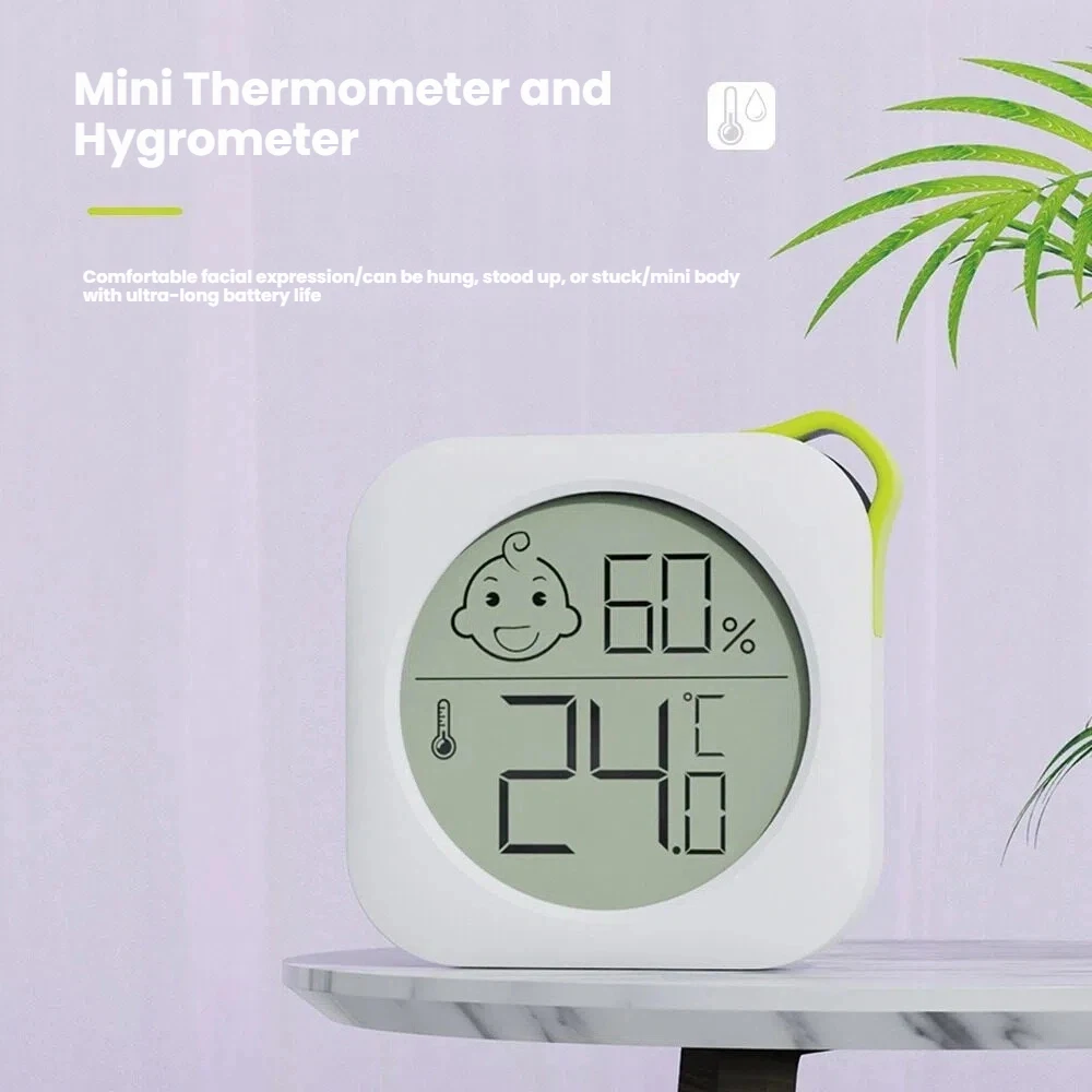 Portable Temperature Humidity Meter, -20~60℃ High-Precision with Comfort Icons, Wall/Desk/Stick Mount for Home/Office/Nursery