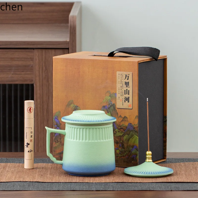 ZML mug, office-specific water cup, printed souvenir tea cup set, Chinese-style gift