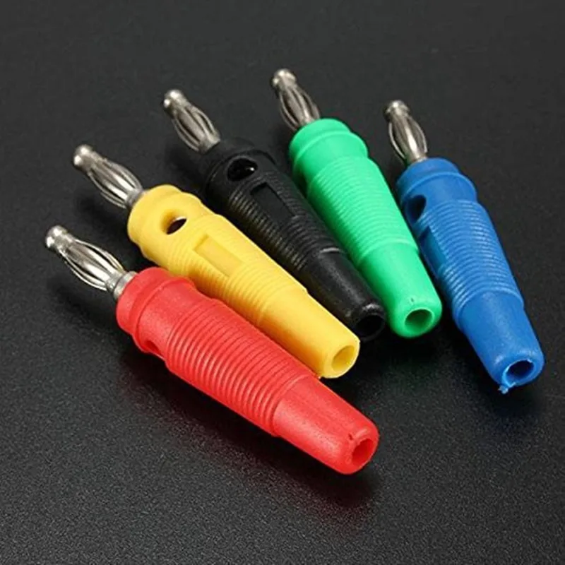 20 Pcs 5 Color Amplifier Speaker Binding Post Nickel Plated 4mm Banana Jack Plug FOR Audio Male Connectors Solder 55mm