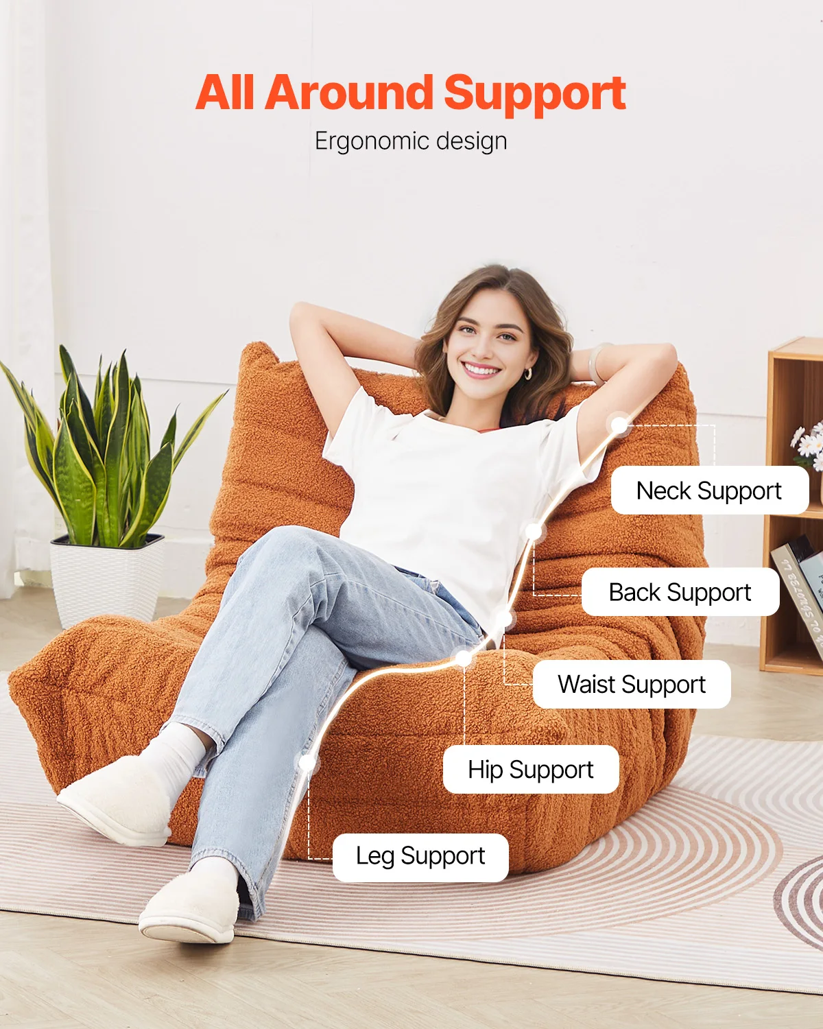 كرسي SucceBuy Bean Bag على شكل حرف L مع مسند ذراع ناعم وجيب تخزين 25D فكرة مملوءة برغوة الذاكرة لغرفة النوم وغرفة اللعب