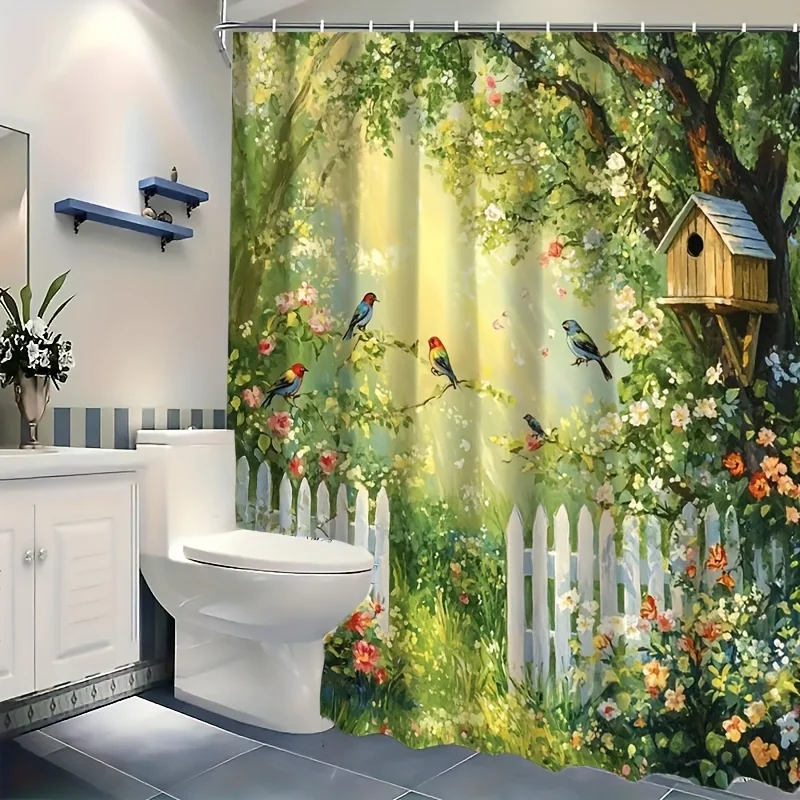 

Очаровательная занавеска для душа с садовыми птицами — идеально подходит для любителей природы. Высококачественная ткань обеспечивает долговечность и яркую атмосферу.
