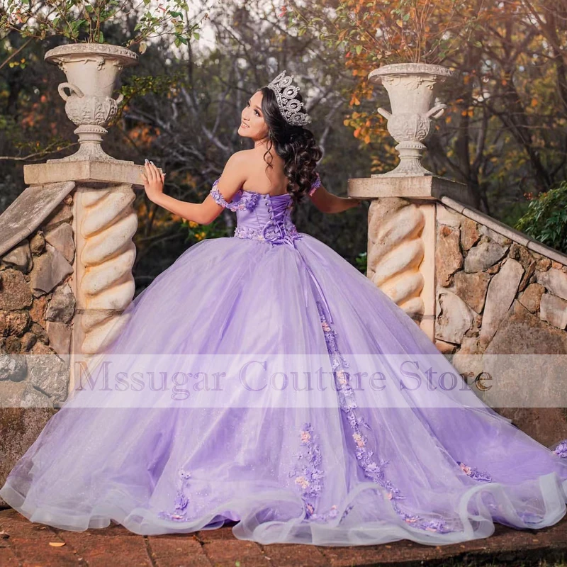 2022 Paars Prachtige Quinceanera Jurken Sweetheart Applique Baljurk Custom Made Платье На Выпускной