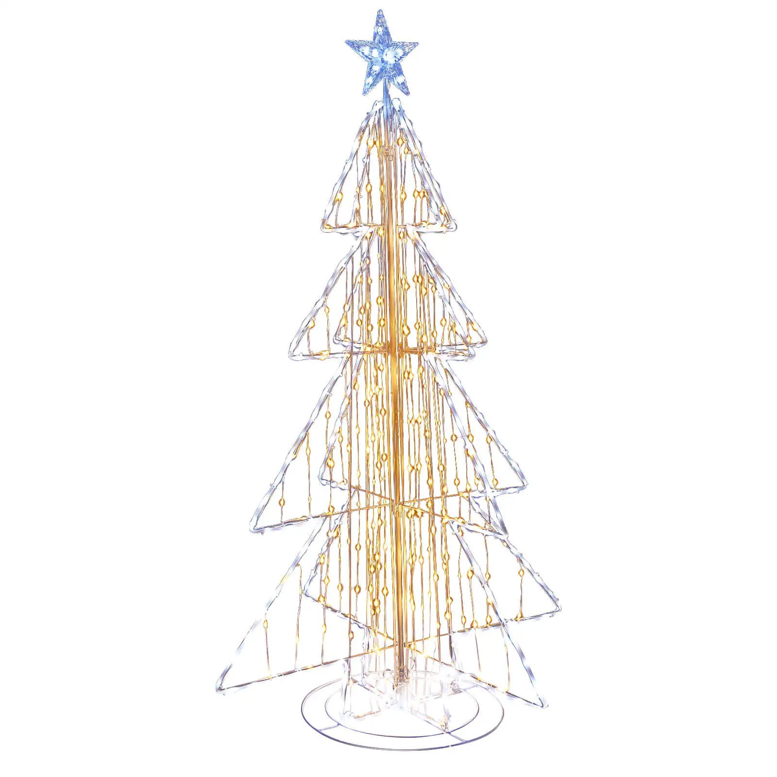 

5 FT Animated Christmas Tree w/ 252 Warm 202 Cold LED Lights Zip Ties & Stakes