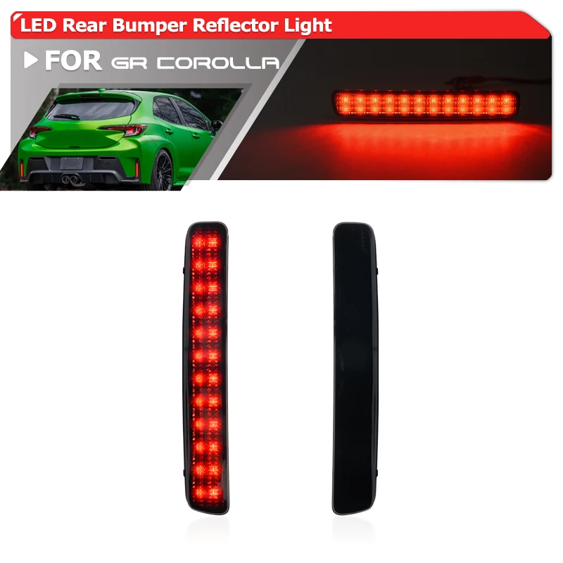 Smoked Upgraded LED Rear Bumper Reflector Light Replacement For 2023+ Toyota GR Corolla E210 Car Tail Brake/Stop Signal Fog Lamp