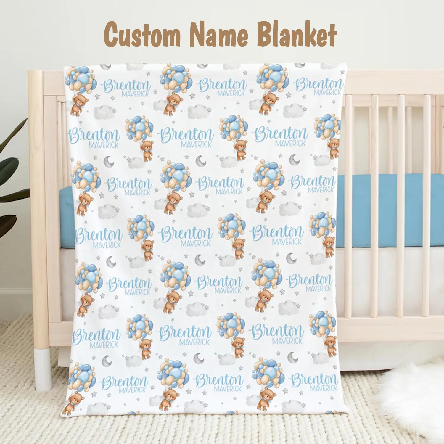 

LVYZIHO Personalized Name Cute Bear Baby Blanket - Custom Kids Blanket - 30x40 /48x60 /60x80 Inches Bear Blanket