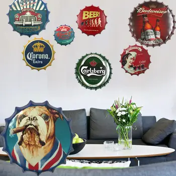復古金屬牆面裝飾牌 啤酒瓶蓋錫招牌 海報牌匾 酒吧 俱樂部 車庫 牆面裝飾 藝術 家居裝飾 10 最佳銷售 啤酒招牌 - №4