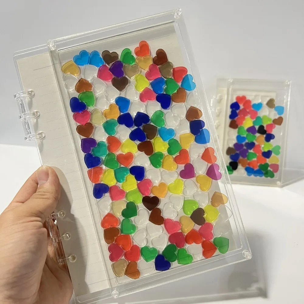 

6-Hole Quicksand Acrylic Notebook Powder Flash Shake Card Design Square Transparent Notebook Exquisite Loose-Leaf Notebook