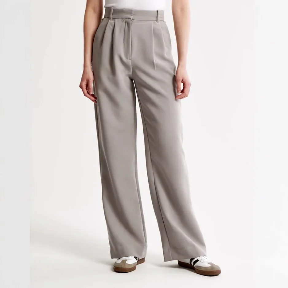 Spring And Summer New Versatile Commuter Straight-leg Pants, Thin Pockets, High Waist Wide-leg Pants, Casual Pants For Women