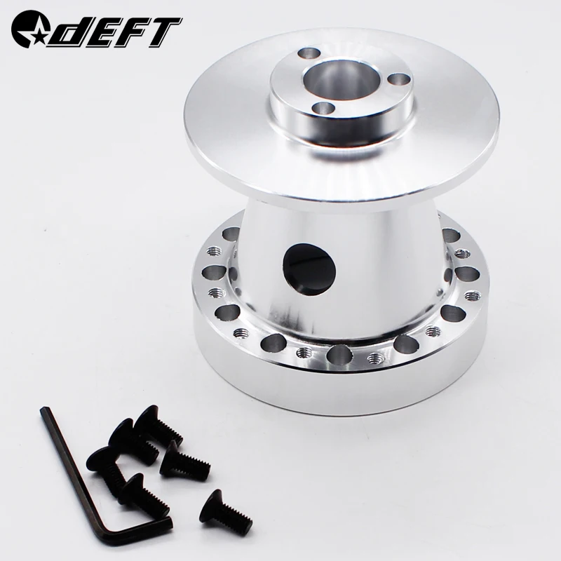 DEFT 6-Hole Racing Steering Wheel Hub Adapter Boss Kit For Mitsubishi Eclipse Galant Lancer silver Aluminum Steering Wheel Base