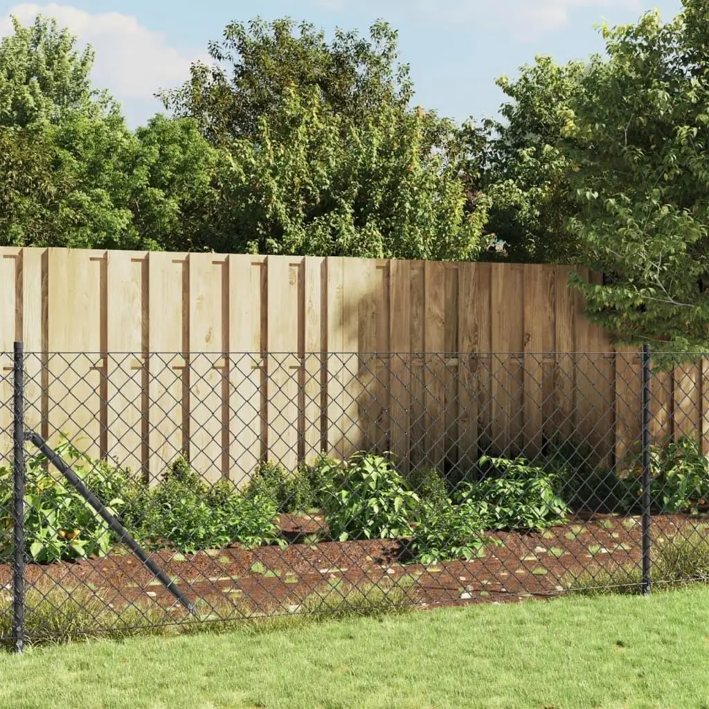 0.8x25m Anthracite Chain Link Fence - Durable Outdoor Privacy Barrier