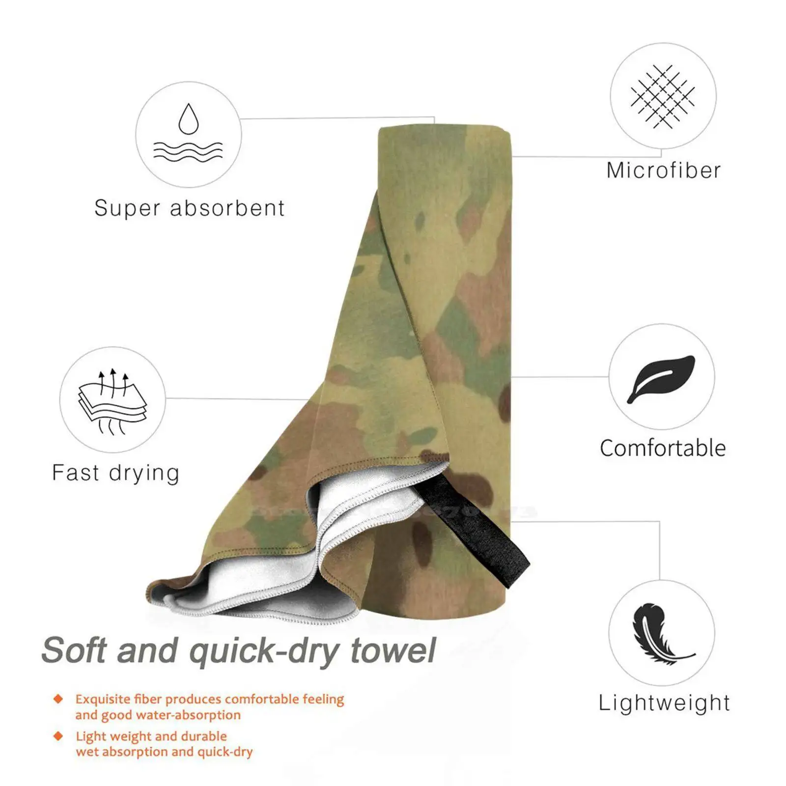 Multicam Camouflage Soft Comfortable Bath Shower Quick Dry Towel Camouflage Multicam Army Soldier