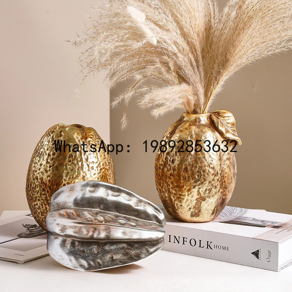 Ceramic Vase Golden Star Fruit Vase Simulated Fruit Ornaments Lemon Flowerpot Flower Arrangement