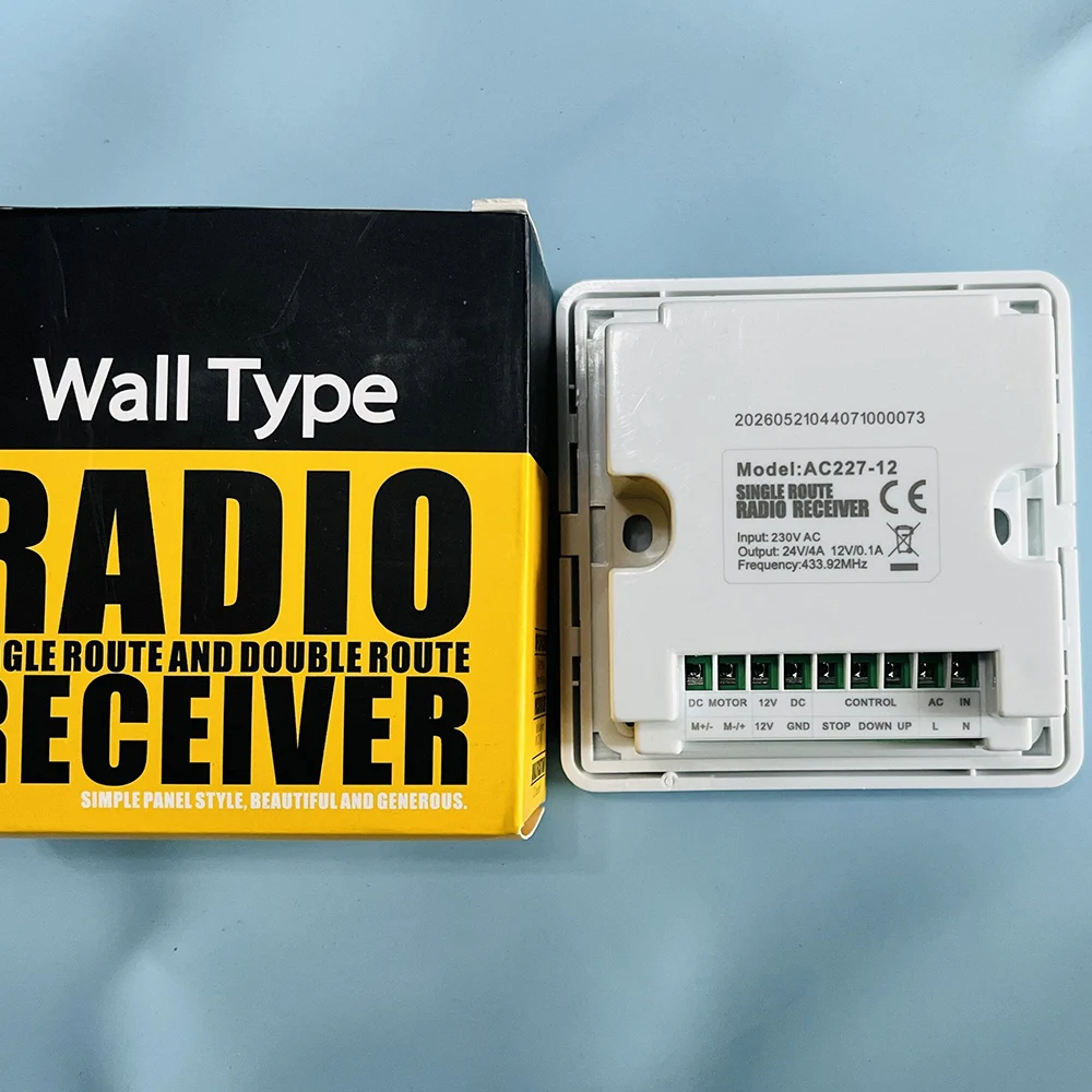 A-OK AC227-12 DC Route Radio Receiver Wall Curtain Switch with External RF433 Receiver 100-240VAC Output 24V/12V