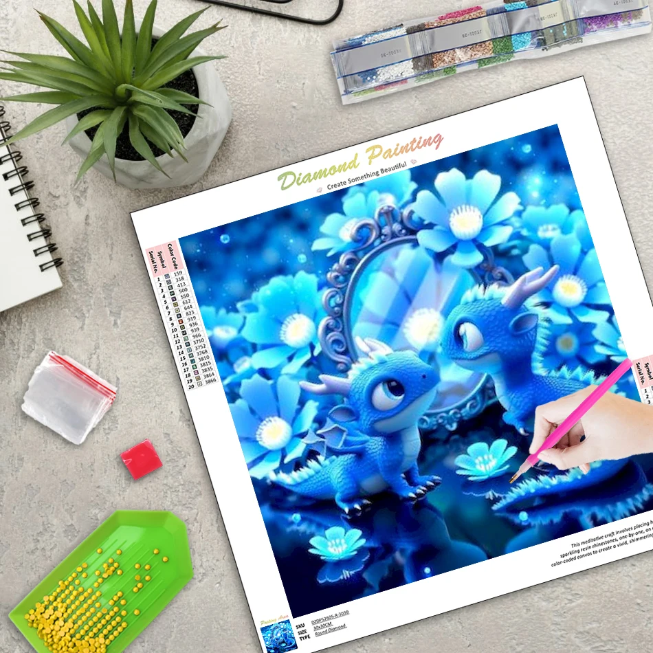 RUOPOTY Dragon Diamond Painting Arts And Crafts Diamond Painting Kits For Beginners Full Round Diamond Art Painting Kits Gift