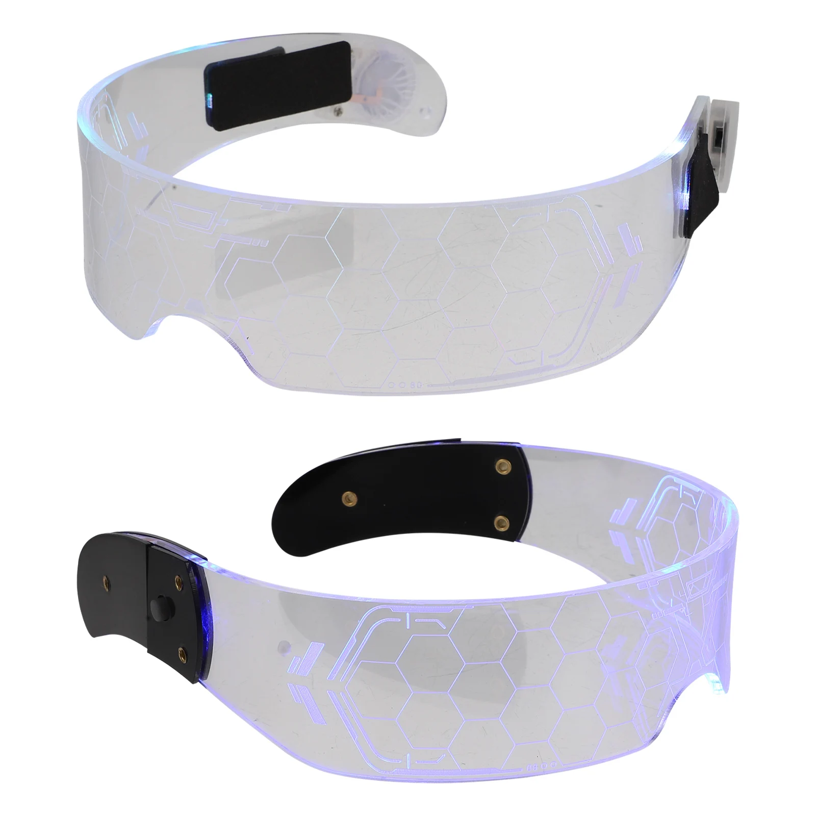 

2Pcs LED Glasses Lightweight Durable Party Accessories White Color Luminous Eyewear Halloween Club Supplies Novelty Toys