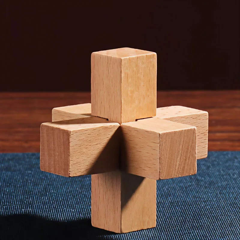Easy Disentanglement Brain Teaser Interlocking Wooden Burr Puzzles LuBan Lock HaoHan Educational Toys For Kids Boys Girls view 2