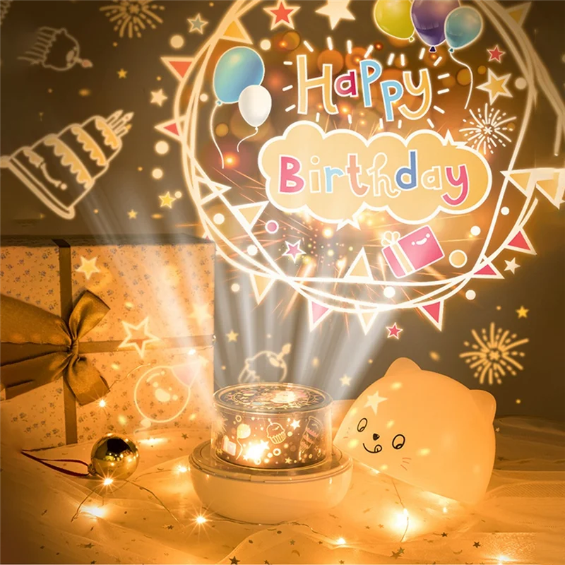 Abzv-crianças música projetor lâmpada bonito urso led noite lâmpada estrelado usb recarregável girar luz para crianças quarto para crianças bedsi