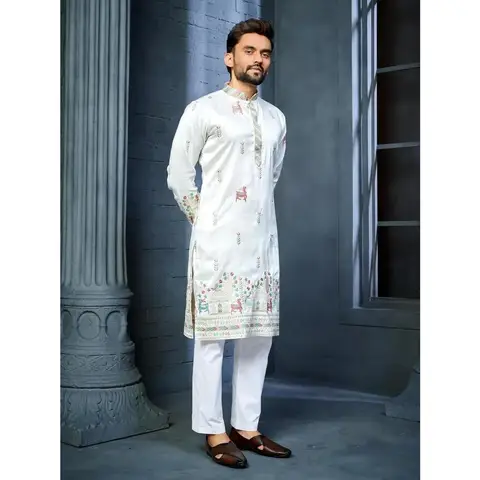 Muslim Kurtta Caftan Dubai Men'S Robe Long-Sleeved Ethnic Style Stand Collar Arabic Clothing National style Middle Eastern