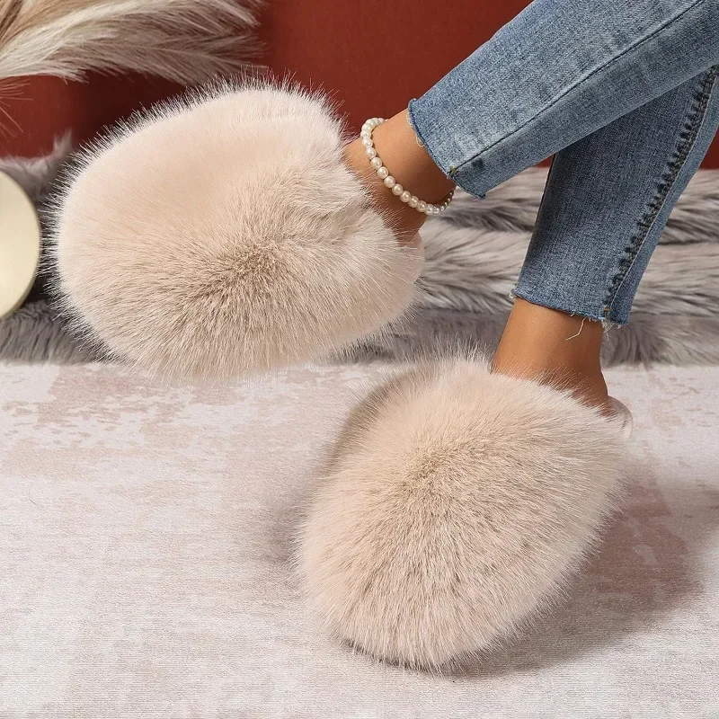 Innovative Indoor Slippers for Women Anti-slip Round Head Keep Warm One Kick Shoes for Women Suede 2024 New Light Home Slipper