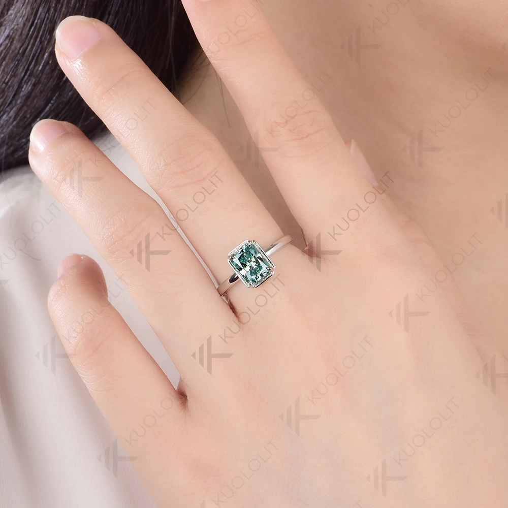 Kuololit 2CT مشع قطع سماوي مويسانيتي خاتم للنساء الصلبة 14K 10K 585 خاتم الذهب الأبيض للخطوبة الذكرى عيد الميلاد