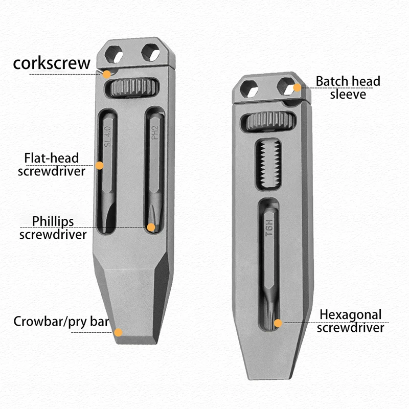 Imagem -04 - Liga de Titânio Multi-função Pry Bar Creativo Saca-rolhas Retrátil Chave de Fenda Mini Wrench Edc Crowbar Pocket Tool Pendant Tc4